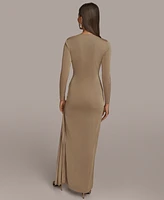 Donna Karan New York Women's Hardware-Trim Faux-Wrap Gown
