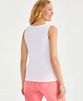 Style & Co Women's Cotton Scalloped V-Neck Sleeveless Top, Exclusively at Macy's