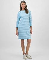 Style & Co Women's Striped 3/4-Sleeve Boat-Neck Dress, Exclusively at Macy's
