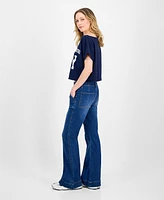 Madden Girl Juniors' High-Rise Front Seam Flare-Leg Jeans