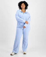 And Now This Trendy Plus Quarter-Zip Scuba Knit Pullover