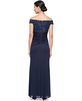 Alex Evenings Women's Embroidered Lace Ruched Gown