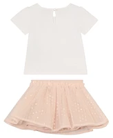 Guess Baby Girl 2-Piece Short Sleeve T-Shirt and Mesh Sequin Skirt