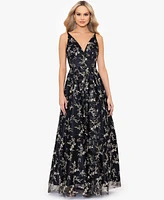 Blondie Nites Juniors' Glittered Lace-Up Gown