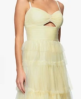 Blondie Nites Juniors' Tiered-Mesh Cut-Out Dress