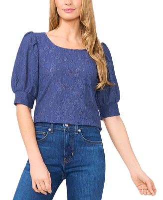 CeCe Women's Shirred Scoop-Neck 3/4-Sleeve Top