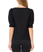 CeCe Women's Shirred Scoop-Neck 3/4-Sleeve Top