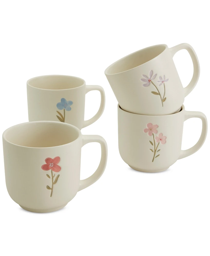 Haven Assorted Floral Stoneware Mugs, Set of 4