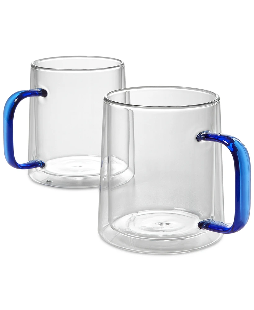 The Cellar Blue Handle Glass Mugs, Set of 2, Exclusively at Macy's