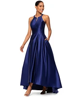 Betsy & Adam Petite High-Low Sleeveless Halter Gown