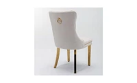 Slickblue Furniture,Modern, High-end Tufted Solid Wood Contemporary Pu and Velvet Upholstered Dining Chair with Wood Legs Nailhead Trim 2-Pcs Set