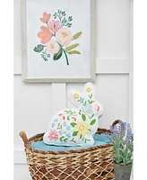 14" Floral Easter Spring Themed Bunny Spring Shaped Accent Throw Pillow