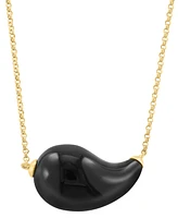 Effy Onyx Fancy Shape Swoop Choker Pendant Necklace in 14k Gold, 14" + 2" extender