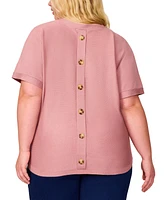 Melissa Paige Plus Button-Back Dolman-Sleeve Sweater, Exclusively at Macy's