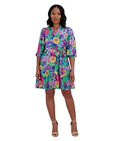 Jessica Howard Petite Floral-Print Balloon-Sleeve Tiered Dress