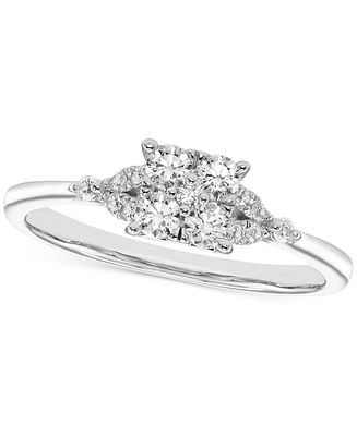 Diamond Squared Cluster Engagement Ring (1/3 ct. t.w.) in 14k White Gold