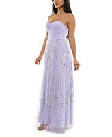 Violet Weekend Juniors' Sequin Pearl Corset Gown