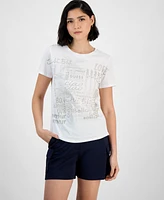 Guess Women's Cotton Bella Palm Short-Sleeve Easy Tee
