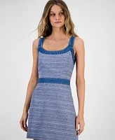 Guess Women's Elsie Denim-Trim Tweed Sleeveless Dress