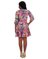 Jessica Howard Petite Floral-Print Belted Fit & Flare Dress