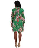 Jessica Howard Petite Chiffon Pleated Floral-Print Dress