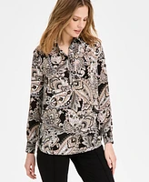 Jones New York Women's Paisley-Print Side-Button Tunic Top