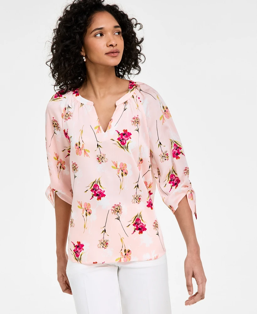 Jones New York Women's Floral-Print 3/4-Sleeve Top