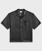 Mode of One Men's Relaxed-Fit Perforated Faux-Leather Camp Shirt, Exclusively at Macy's