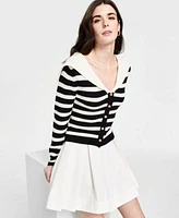 Astr The Label Womens Analissa Cotton Sailor Collar Cardigan Antheia Pleated Mini Skirt