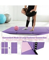Folding Gymnastics Mat with Carry Handles and Sweatproof Detachable Pu Leather Cover