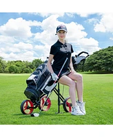 Foldable 3 Wheels Push Pull Golf Trolley with Scoreboard Bag