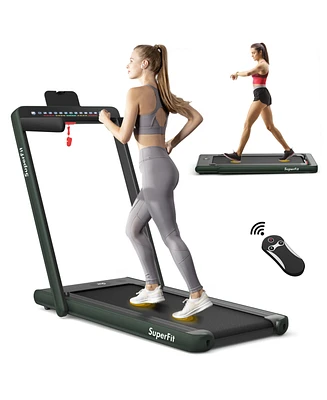 2.25 Hp 2-in-1 Folding Walking Pad Treadmill with Dual Display and App Control