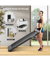 2.25 Hp 2-in-1 Folding Walking Pad Treadmill with Dual Display and App Control