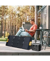 Mondawe Black Portable Power Station 296Wh 14.8V 20.0Ah）with 100W Solar Panels