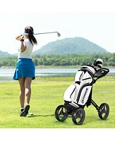 Kuyotq 4 Wheels Golf Push Cart with Brake Scoreboard Adjustable Handle