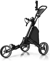 3 Wheels Folding Golf Push Cart with Storage Bag and Scoreboard