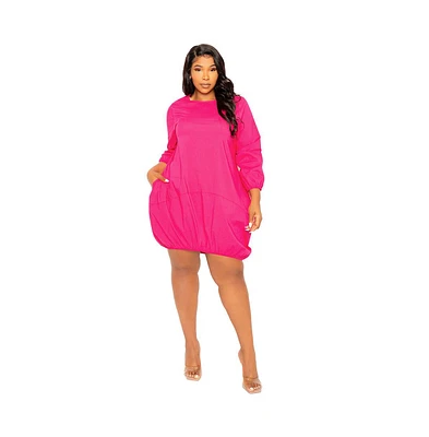 Buxom Couture Women's Plus Bubbled Poplin Mini Dress