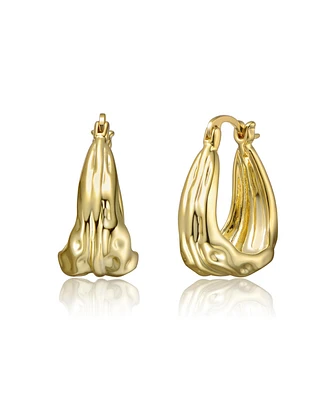 Sculptural Waterfall Hoop Earrings White Gold Plated or 14K