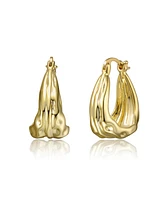 Sculptural Waterfall Hoop Earrings White Gold Plated or 14K