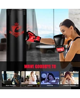 63 Lbs Filled Punching Bag Set with Boxing Gloves