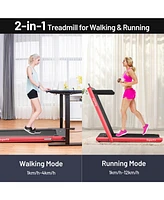 2.25 Hp 2-in-1 Folding Walking Pad Treadmill with Dual Display and App Control