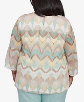 Alfred Dunner Plus Kensington Gardens Garden Chevron Textured Top