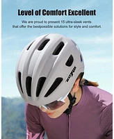 Batfox Bike Helmet for Adults and Youth with Rechargeable Led Safety Taillight and Eye Shield Goggles