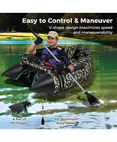 350 Lbs Inflatable Fishing Float Tube with Adjustable Backrest and Backpack Straps