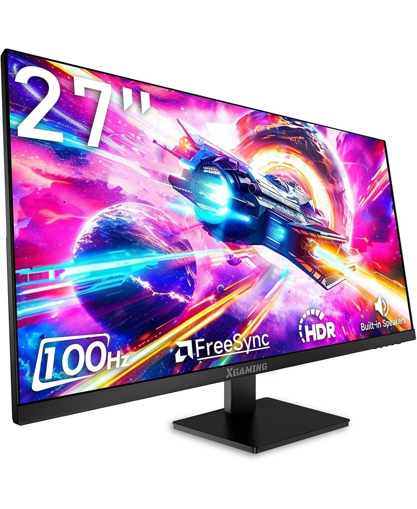 memzuoix 27 Inch Computer Monitor 100Hz Fhd,1920 x 1080P Gaming Monitor with Hdmi Vga Display Ports,3ms Response,Dual Speakers,FreeSync,100×100mm