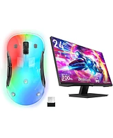 memzuoix Led Rechargeable Wireless Mouse and 24 Inch Computer Monitor 100hz 1920 x 1080p with Hdmi