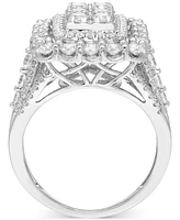 Diamond Multi Halo Emerald Shaped Cluster Ring (2 ct. t.w.) in 14k White Gold
