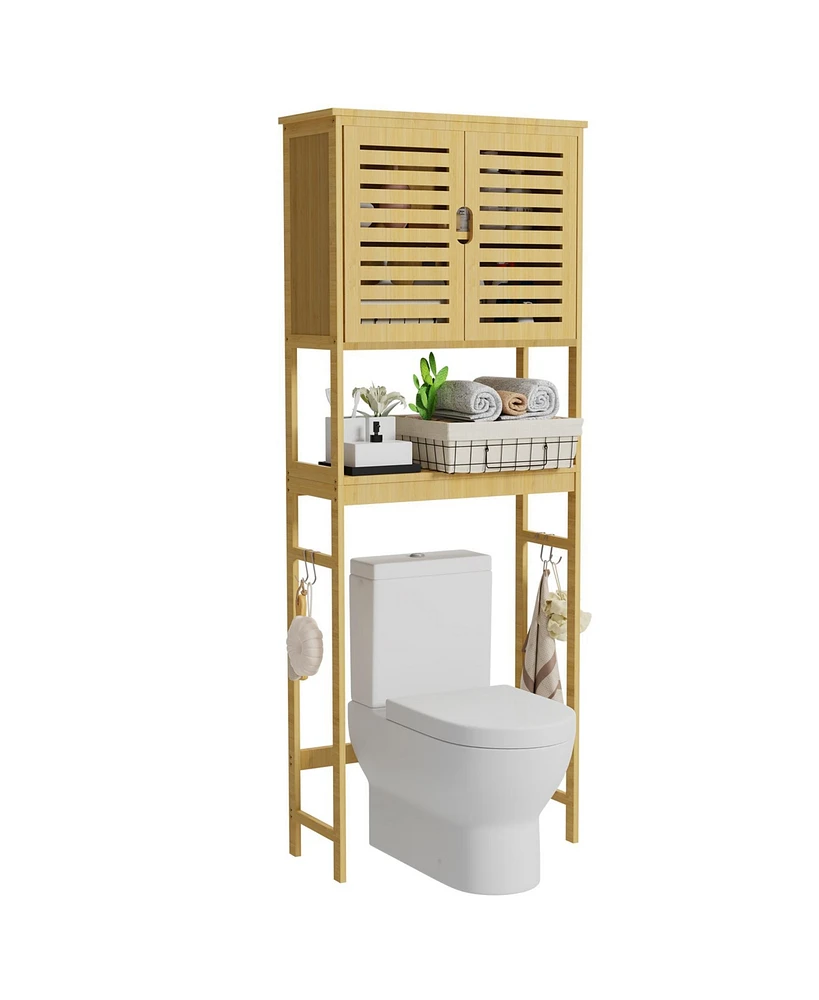 Unho Freestanding Bathroom Space-saver Storage Cabinet Over The Toilet Storage Shelf