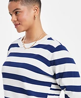 On 34th Trendy Plus Striped Pullover Sweater, Exclusively at Macy's