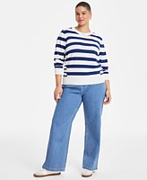 On 34th Trendy Plus Striped Pullover Sweater, Exclusively at Macy's